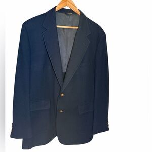 Vintage Savile Row Filene’s Navy Blazer 100% Wool Gold Button Coat Mens 42L USA
